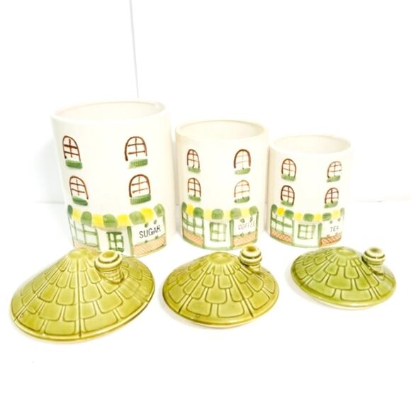 Vintage Parisian cottages 3 canister set - Picture 6 of 13